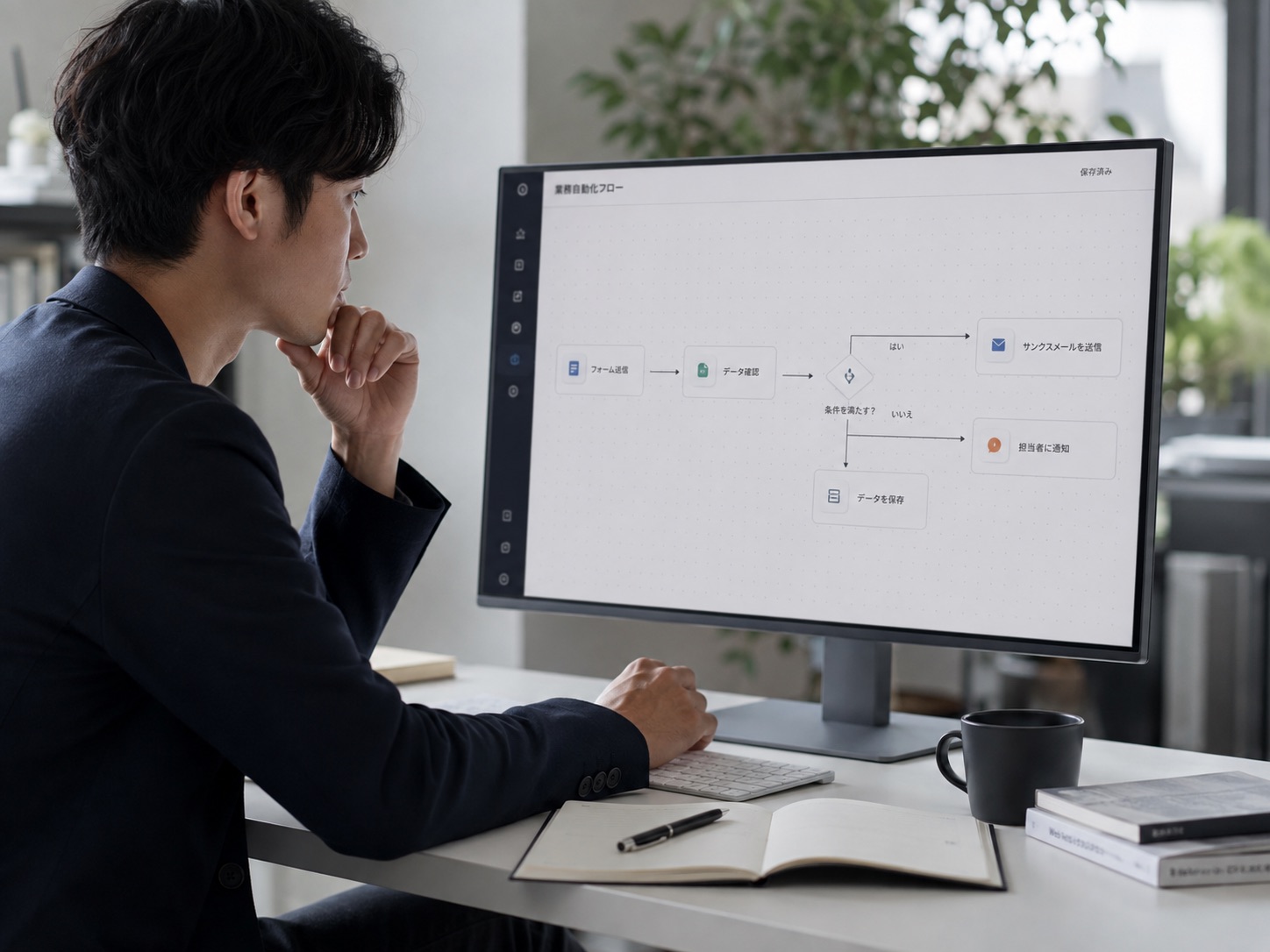 業務自動化フローを設計する風景