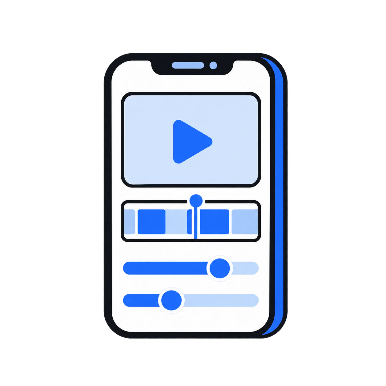 動画を編集して仕上げる機能のイラスト