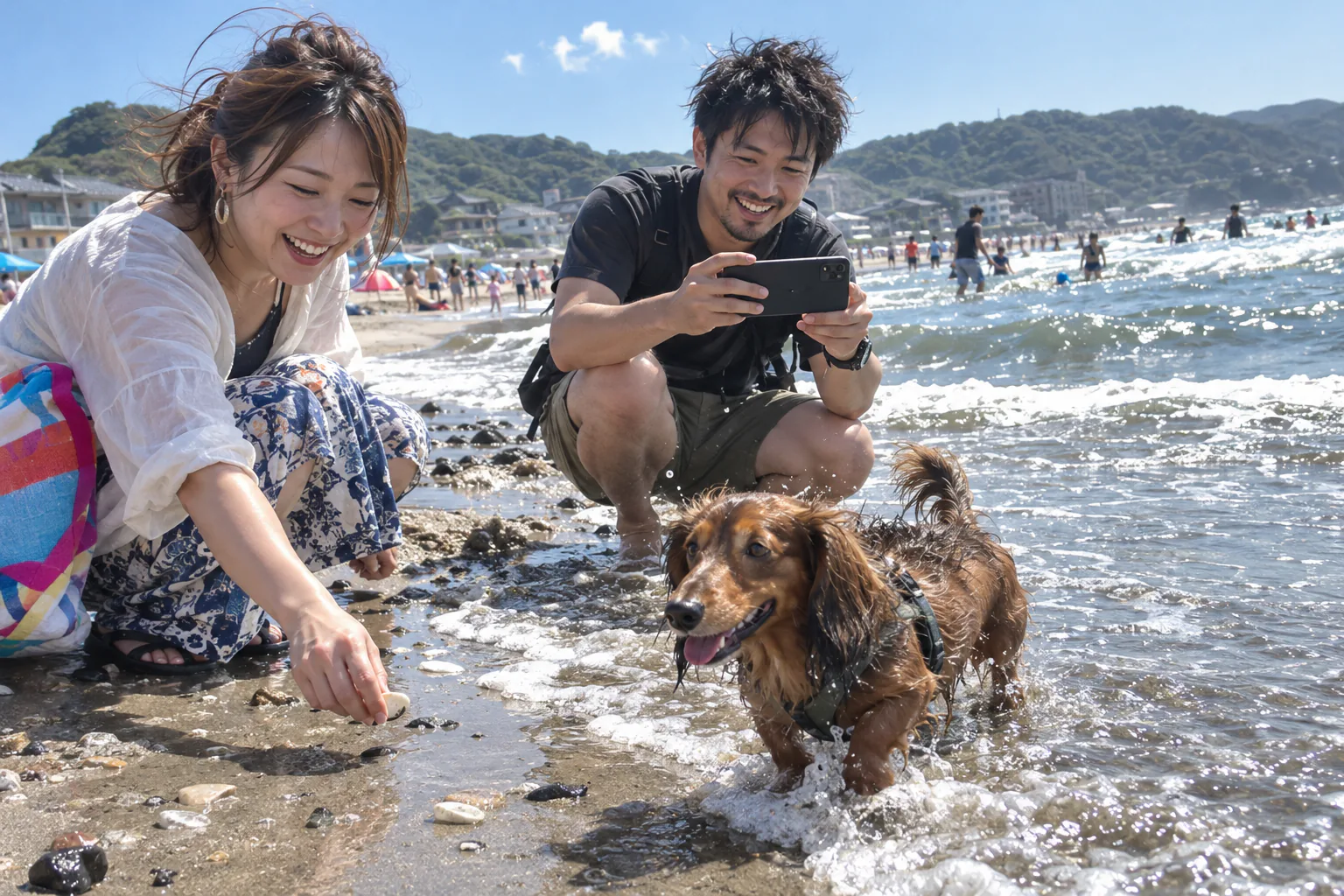 海辺で犬との時間を撮る